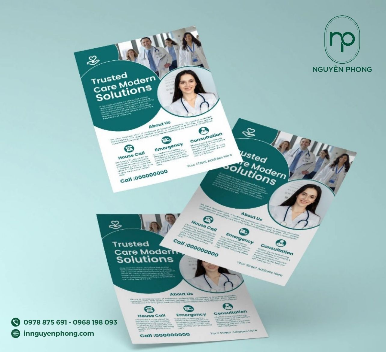 Logo y tế in trên tờ rơi